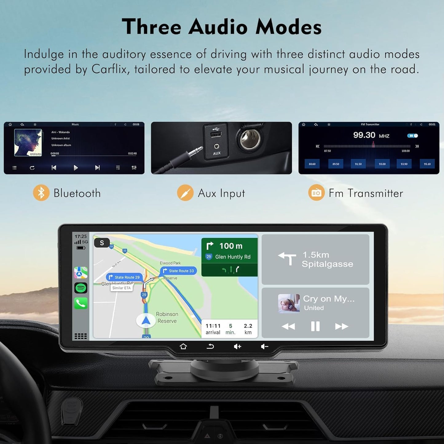 WSRADIOKITS 10.26 Zoll CarPlay Bildschirm, Tragbares Autoradio kompatibel mit A-pple CarPlay & Android Auto, IPS Touch Screen, Siri/G-oogle, GPS Navigation, Bluetooth, Mirror Link, FM, AUX, AirPlay