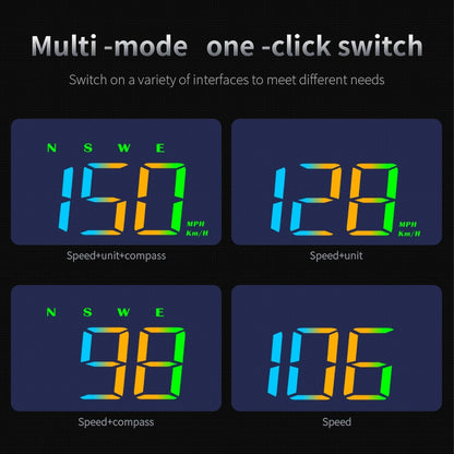 AMROOLOO Car Head-Up Display digital speedometer headup display auto Car Alarm switchable between KM/Mile Multicolour design, versatile functions, suitable for all vehicles