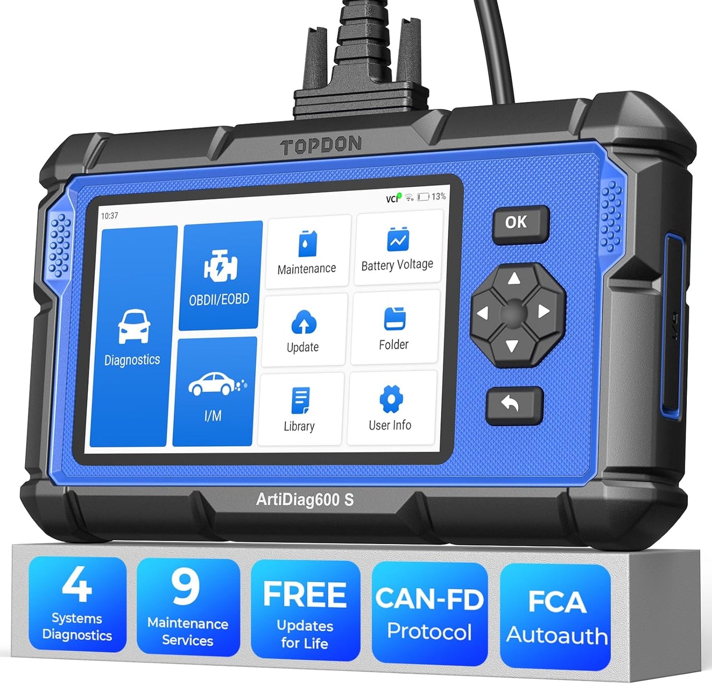 TOPDON Upgraded AD600S OBD2 Scanner, Diagnostic Tool, ABS SRS Transmission Engine Code Reader, 9 Reset Services Scan Tool, Oil/Brake/BMS/SAS/DPF/TPMS/ETS Reset, Injector Coding, Lifetime Free Update